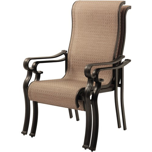 Hanover - Brigantine 9pc: 6 Sling Dining Chairs, 2 Sling Swivel Rockers, Expandable Cast Table - Cast/Tan-United Backyard