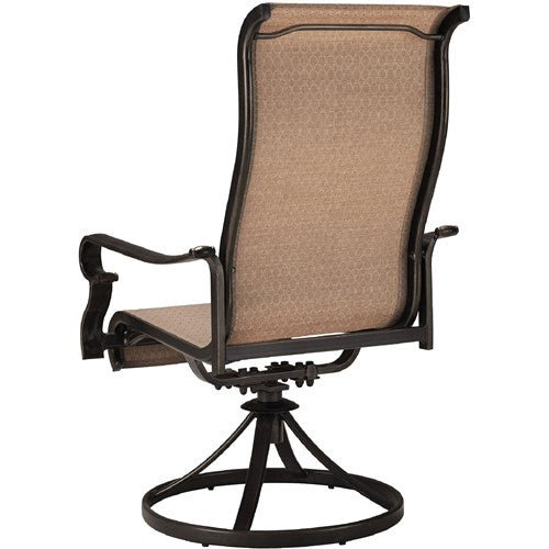 Hanover - Brigantine 9pc: 6 Sling Dining Chairs, 2 Sling Swivel Rockers, Expandable Cast Table - Cast/Tan-United Backyard