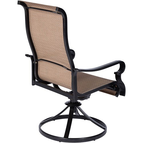 Hanover - Brigantine 9pc: 6 Sling Dining Chairs, 2 Sling Swivel Rockers, Expandable Cast Table - Cast/Tan-United Backyard