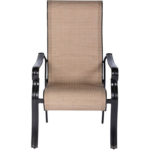 Hanover - Brigantine 9pc: 6 Sling Dining Chairs, 2 Sling Swivel Rockers, Expandable Cast Table - Cast/Tan-United Backyard