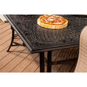 Hanover - Brigantine 9pc: 8 Sling Swivel Rockers, 60x84" Cast Dining Table - Cast/Tan-United Backyard