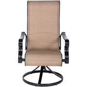 Hanover - Brigantine 9pc: 8 Sling Swivel Rockers, 60x84" Cast Dining Table - Cast/Tan-United Backyard