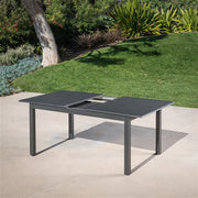 Hanover - Cameron 11pc: 10 Aluminum Sling Chairs, 63-94" Aluminum Extension Table - White/Gray-United Backyard