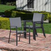 Hanover - Cameron 7pc: 6 Aluminum Sling Chairs, 63-94" Aluminum Extension Table - Gray/Gray-United Backyard