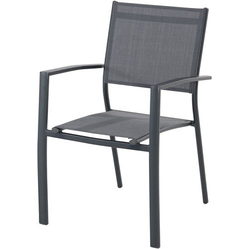 Hanover - Cameron 7pc: 6 Aluminum Sling Chairs, 63-94" Aluminum Extension Table - Gray/Gray-United Backyard