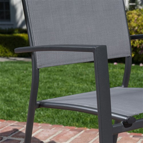 Hanover - Cameron 7pc: 6 Aluminum Sling Chairs, 63-94" Aluminum Extension Table - Gray/Gray-United Backyard