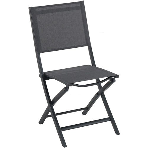 Hanover - Cameron 7pc: 6 Aluminum Sling Folding Chairs, 63-94" Alum Extension Table - Gray/Gray-United Backyard