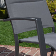 Hanover - Cameron 7pc: 6 High Back Padded Sling Chairs, 63-94" Alum Extension Table - Gray/Gray-United Backyard