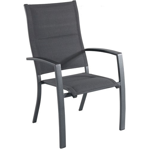 Hanover - Cameron 7pc: 6 High Back Padded Sling Chairs, 63-94" Alum Extension Table - Gray/Gray-United Backyard