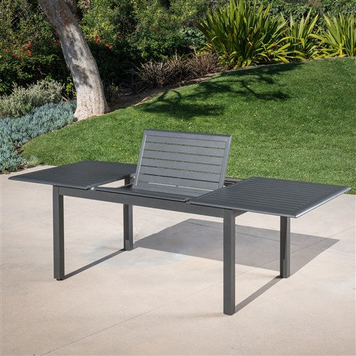 Hanover - Cameron 9pc: 8 Aluminum Sling Chairs, 63-94" Aluminum Extension Table - Gray/Gray-United Backyard