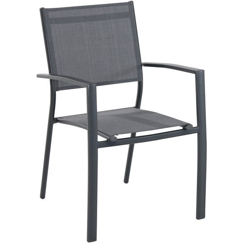 Hanover - Cameron 9pc: 8 Aluminum Sling Chairs, 63-94" Aluminum Extension Table - Gray/Gray-United Backyard