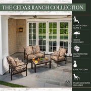 Hanover - Cedar Ranch 4pc Set: 2 Side Chairs, Loveseat and Slat Coffee Table - Camo/Dark Brown-United Backyard