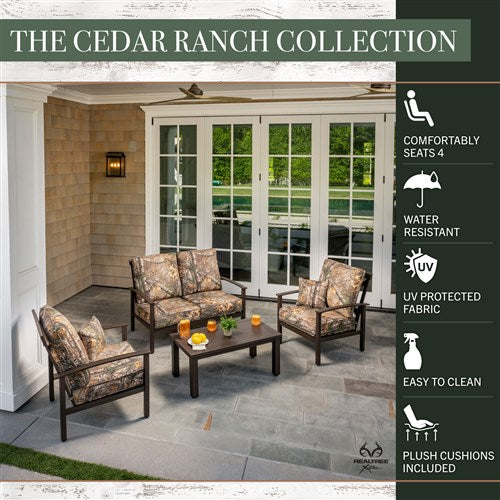 Hanover - Cedar Ranch 4pc Set: 2 Side Chairs, Loveseat and Slat Coffee Table - Camo/Dark Brown-United Backyard