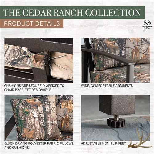 Hanover - Cedar Ranch 4pc Set: 2 Side Chairs, Loveseat and Slat Coffee Table - Camo/Dark Brown-United Backyard