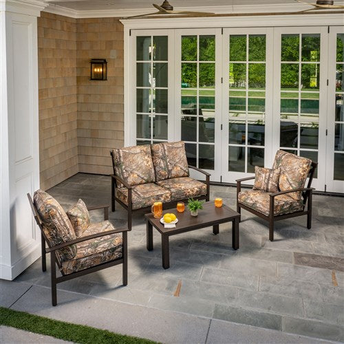 Hanover - Cedar Ranch 4pc Set: 2 Side Chairs, Loveseat and Slat Coffee Table - Camo/Dark Brown-United Backyard