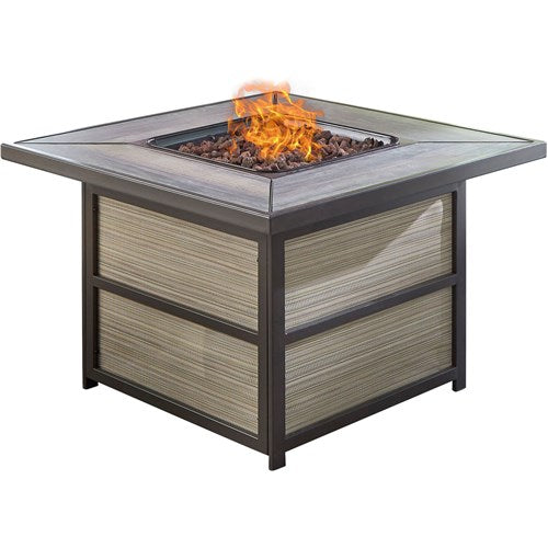 Hanover - Chateau Square KD Fire Pit: Sling/Aluminum Base with Drop-in-tile Top - Cast-United Backyard