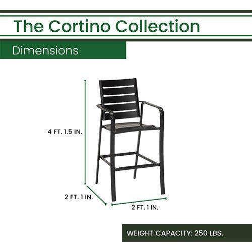 Hanover - Commercial Alum Slat Counter Height Dining Chair S/1 - Gunmetal-United Backyard