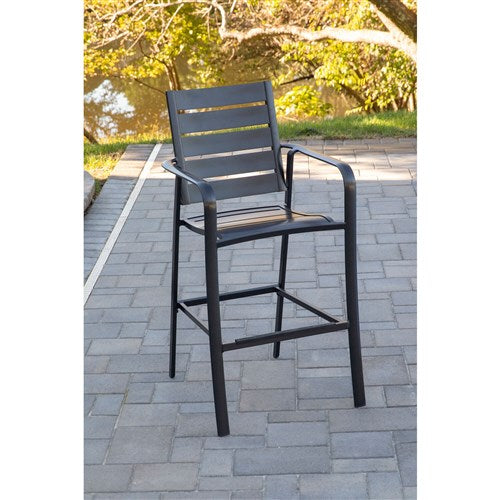 Hanover - Commercial Alum Slat Counter Height Dining Chair S/1 - Gunmetal-United Backyard