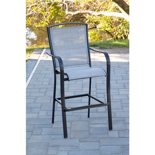 Hanover - Commercial Alum Sling Counter Height Dining Chair S/1 - Grey/Gunmetal-United Backyard