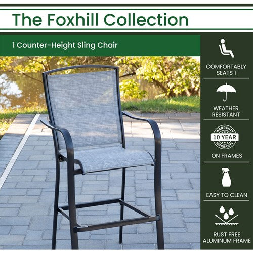 Hanover - Commercial Alum Sling Counter Height Dining Chair S/1 - Grey/Gunmetal-United Backyard