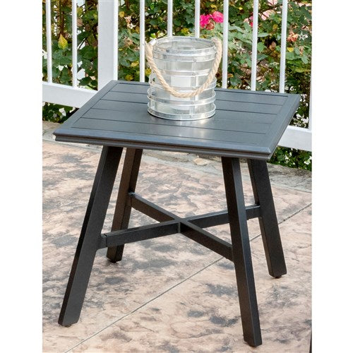 Hanover - Commercial Aluminum 22" Slat Top Side Table - Gunmetal-United Backyard