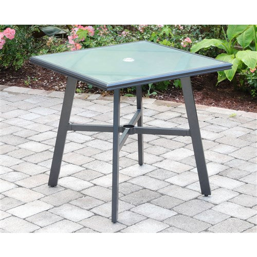 Hanover - Commercial Aluminum 30" Square Glass Top Table - Gunmetal/Glass-United Backyard