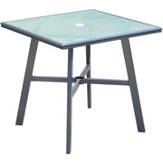 Hanover - Commercial Aluminum 30" Square Glass Top Table - Gunmetal/Glass-United Backyard