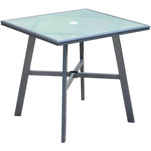 Hanover - Commercial Aluminum 30" Square Glass Top Table - Gunmetal/Glass-United Backyard