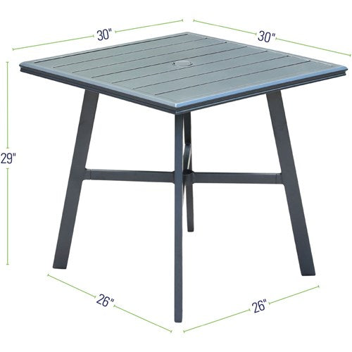 Hanover - Commercial Aluminum 30" Square Slat Top Table - Gunmetal-United Backyard