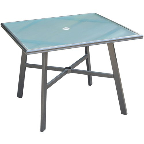 Hanover - Commercial Aluminum 38" Square Glass Top Table - Gunmetal/Glass-United Backyard