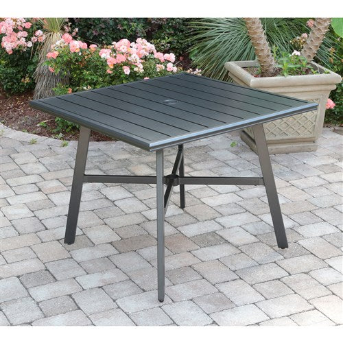 Hanover - Commercial Aluminum 38" Square Slat Top Table - Gunmetal-United Backyard