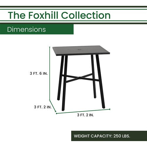 Hanover - Commercial Aluminum 42" Counter Height Slat Top Table - Gunmetal-United Backyard