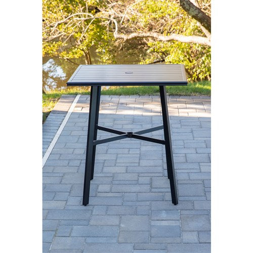 Hanover - Commercial Aluminum 42" Counter Height Slat Top Table - Gunmetal-United Backyard