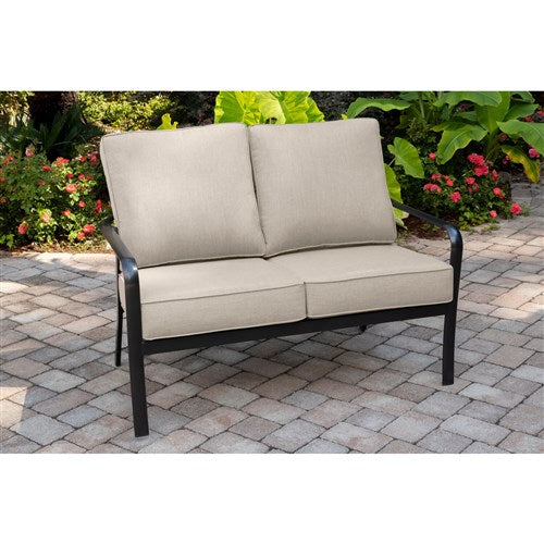 Hanover - Commercial Aluminum Loveseat with Sunbrella Cushion - Gunmetal/Ash-United Backyard