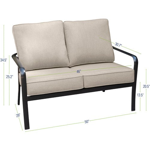 Hanover - Commercial Aluminum Loveseat with Sunbrella Cushion - Gunmetal/Ash-United Backyard