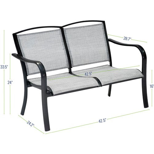 Hanover - Commercial Sling Aluminum Loveseat - Gunmetal/Ash Sling-United Backyard