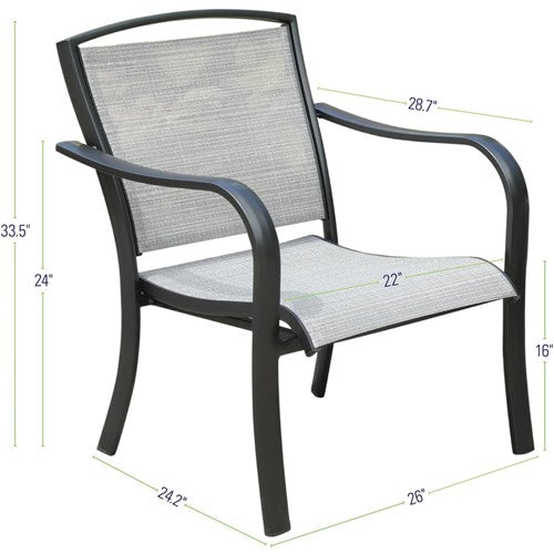 Hanover - Commercial Sling Aluminum Side Chair - Gunmetal/Ash Sling-United Backyard