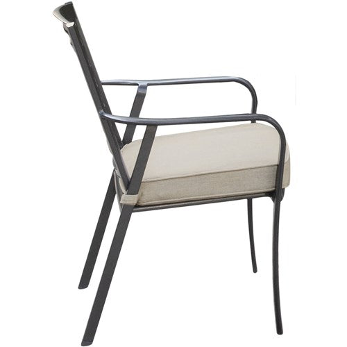 Hanover - Commercial aluminum dining chair with Sunbrella cushion - Gunmetal/Ash-United Backyard