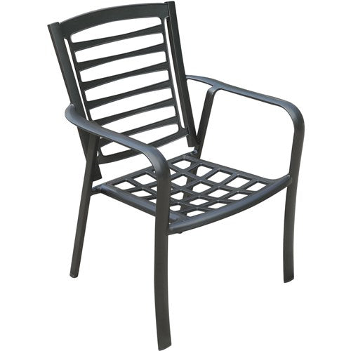 Hanover - Commercial aluminum dining chair with Sunbrella cushion - Gunmetal/Ash-United Backyard