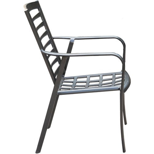Hanover - Commercial aluminum dining chair with Sunbrella cushion - Gunmetal/Ash-United Backyard