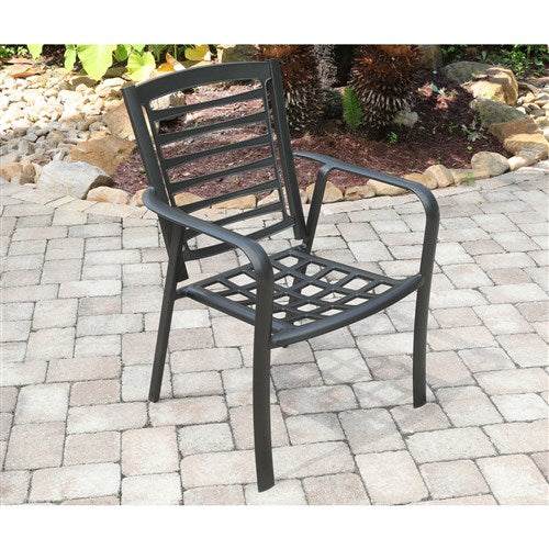 Hanover - Commercial aluminum dining chair with Sunbrella cushion - Gunmetal/Ash-United Backyard