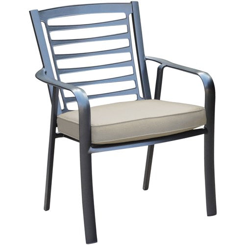 Hanover - Commercial aluminum dining chair with Sunbrella cushion - Gunmetal/Ash-United Backyard