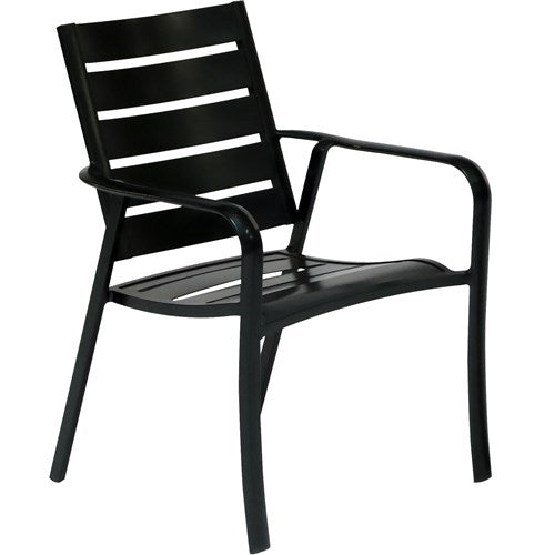 Hanover - Commercial aluminum slat back dining chair - Gunmetal-United Backyard