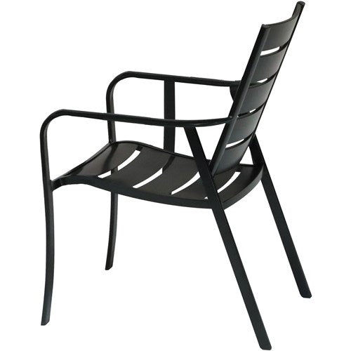 Hanover - Commercial aluminum slat back dining chair - Gunmetal-United Backyard