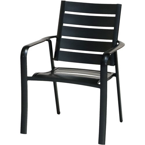 Hanover - Commercial aluminum slat back dining chair - Gunmetal-United Backyard