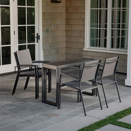 Hanover - Conrad 5pc Dining Set: 4 Aluminum Sling Chairs and Folding Table - Gray-United Backyard