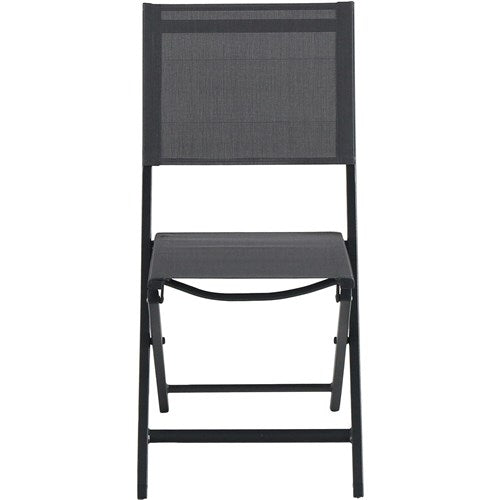 Hanover - Conrad 5pc Dining Set: 4 Sling Folding Chairs and Folding Table - Gray-United Backyard