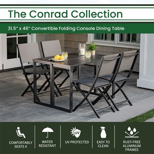 Hanover - Conrad Aluminum Folding Table 36"x41" - Grey-United Backyard