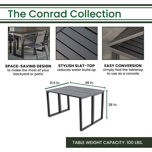 Hanover - Conrad Aluminum Folding Table 36"x41" - Grey-United Backyard