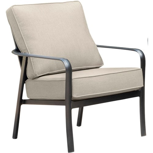 Hanover - Cortino 3pc: 2 Slat Back Club Chairs and 22" Side Table - Cast Ash/Gunmetal-United Backyard